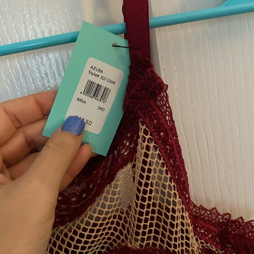 NWT red and beige Fredericks Hollywood bra 34D - Picture 3 of 4